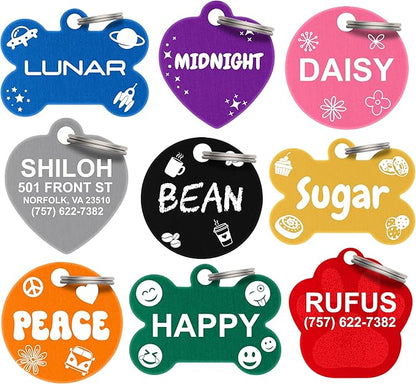 Dr. Fremont's Pet ID Tag Custom for Dog Cat Personalized | Many Shapes and Colors to Choose from | Made in USA | Strong Anodized Aluminum