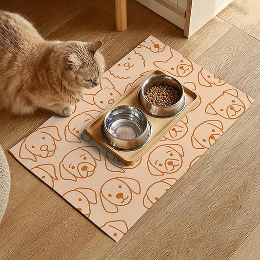 Pet Feeding Mat with Colorful Polka Dot Pattern Design 24" x 16" Dachshund Puppy Food Mat Pet Bowl Mats for Dogs and Cats Cute Non Slip Dogs Feeding Mats for Dog Decor for Home