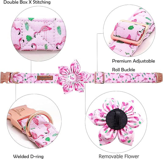 Lionheart Glory Valentine's Day Collar with Flower, Pink with Bowtie Spring Collar for X-Large Dogs