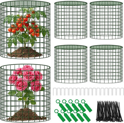 Convivium Plant Protectors from Animals 6 Packs, 13 x 12 in Metal Chicken Wire Cloche Plant Cages for Outdoor Plants, Garden Fencing Animal Barrier with Detachable Dome Lid, Stakes & Zip Ties