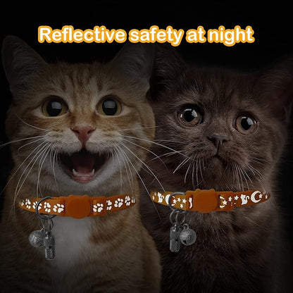 LLHK 2 Pack Breakaway Cat Collars & 2 Pcs Name Tags,Reflective Safety Kitten Collar with Bell,for Girl Boy Male Cats,Adjustable 7''-12'', Personalized ID Tag,Pet Supplies,Accessories