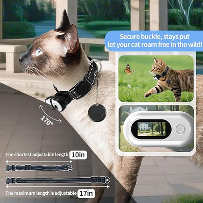 Pet Camera Collar with Air Tracker Tag, 1080P HD Wireless Dog Neck Cam Compact Action Camera for iOS,32GB Storage, Fully Charged Before Use, No WiFi Needed（GPS Just for iOS）