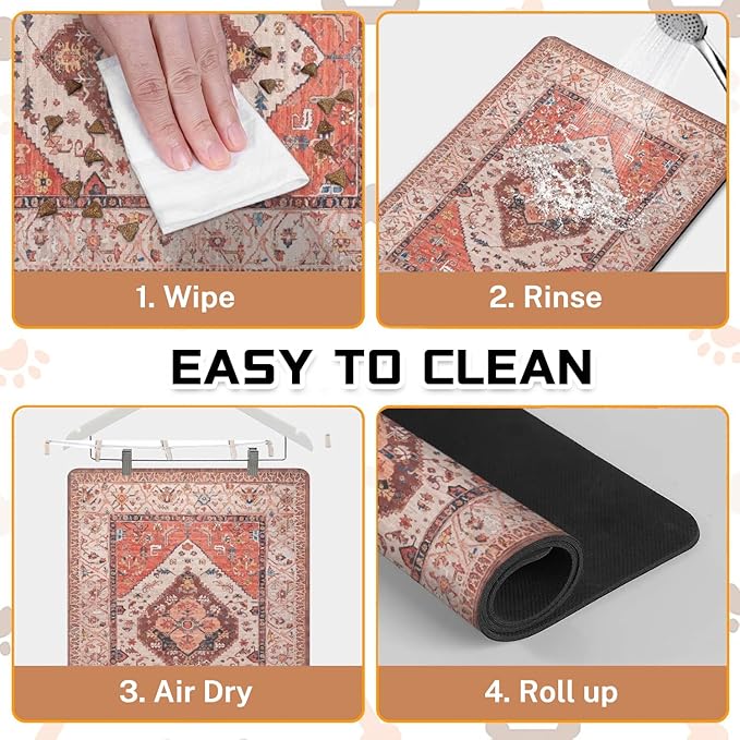 Absorbent Pet Dog Bowl Mat for Food and Water, Pet Cat Food Feeding Mat with Non Slip Rubber Backing, Dog Food Mats for Floors Waterproof, 16"x24"