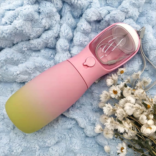 Dog Water Bottle Portable, 19Oz Large Capacity Dog Water Dispenser, Food Grade Pet Accessories for Small Dogs Large Breed, Travel Pet Water Bowl for Outdoor, Dog Birthday Gifts (Pink&Green)