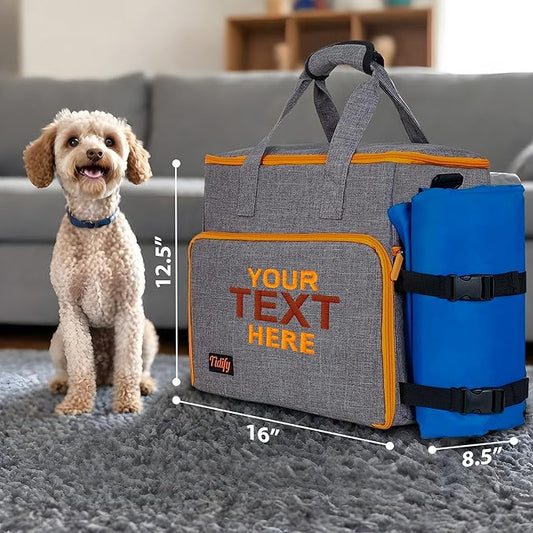 Customized Dog Travel Bag - You Name It and We Make It, Your Own Personalized Pet Travel Bag, Make It Special for You and Your Pet. (Light Grey)