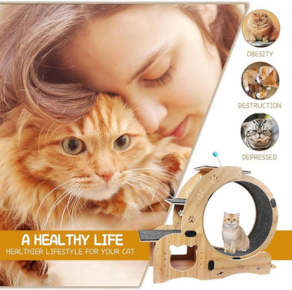 Cat Running Wheel,Cat Treadmill for Indoor Cats,Exercise Wheel Wood Climbing Frame,55''Oversized Roller Indoor Activity Center,Large (6-in-1)