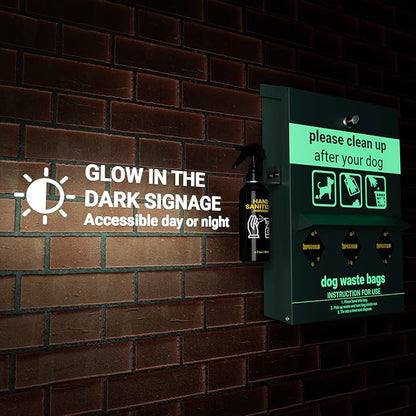 Original Glow in the Dark Dog Poop Station Outdoor - Triple Storage Pet Waste Station with Lock and Rain Guard - 600 Dog Poop Bags Included