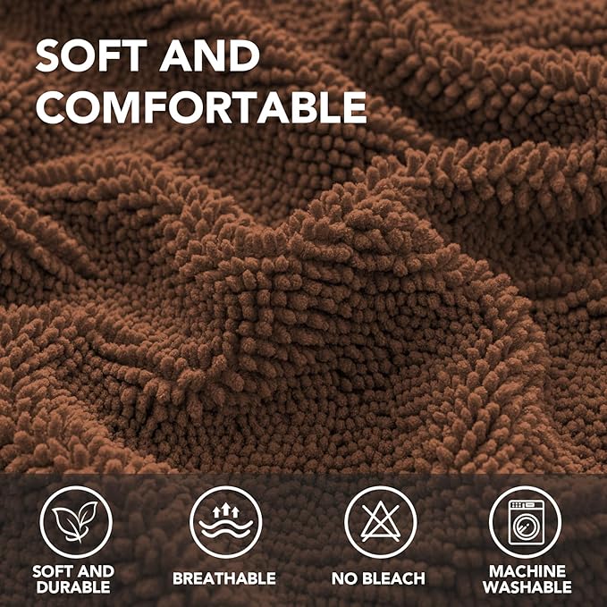 H.VERSAILTEX Non Slip Pet Couch Cover Chenille Dog Bed Protector Thick Soft Sofa Slipcover Pet Friendly Washable Couch Cushion Covers for Pets (52" x 82", Caramel)