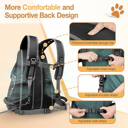 YUDODO Dog Front Carrier Backpack with Sunshade Hood, 2 Head-Out (Front & Side) Breathable Pet Carrier for Small Dog, Ventilated Doggy Backpack for Hiking Outdoor (Upgraded – Black, L)