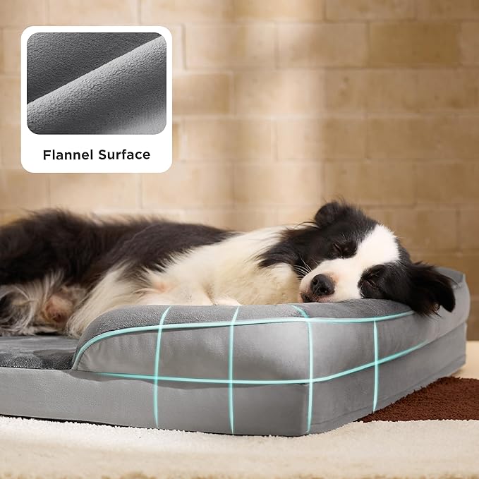 Bedsure Orthopedic Dog Beds Large Sized Dog - Washable Large Dog Cat Bed Waterproof, Comfort Dogs Couch Sofa with Washable Removable Cover, Pet Bed with Nonskid Bottom, Light Grey, 35"