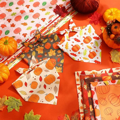 Chunful 100 Pieces Thanksgiving Dog Bandanas Bulk Fall Autumn Pet Bandanas with Pumpkin Patterns Triangle Scarf Bib Kerchief Set for Small Large Dog Costume Accessories (31.5 x 21.7 x 21.7)