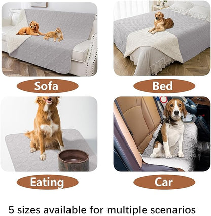 Waterproof Dog Blanket, 30x53 inches Small Pet Couch Covers for Sofa, Chair Bed Furniture Protector from Dogs Washable and Reversible-Lightgrey+Cream