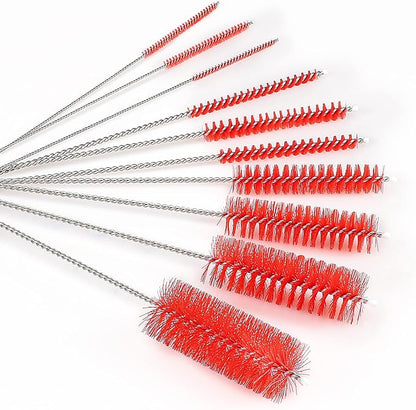 CiaraQ Bottle Cleaning Brushes, 8 Inch Nylon Tube Brush Set, Cleaner for Narrow Neck Bottles Cups with Hook, Set of 10pcs.