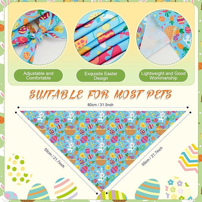 Abbylike 50 Pcs Easter Dog Bandanas Bulk Bunny Egg Carrot Bandanas for Dogs Triangle Kerchief Bibs Scarf Set for Pet Easter Costume Photo Props Accessories Pet Shops, 25 Styles (31.5 x 21.7 x 21.7)