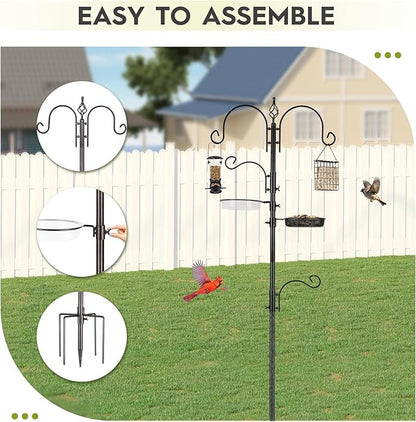 ERYTLLY Bird Feeding Station Kit Bird Feeder Pole Wild Bird Feeder Hanging Kit Planter Hanger Multi Feeder Hanging with Metal Suet Feeder Bird Bath for Attracting Wild Birds