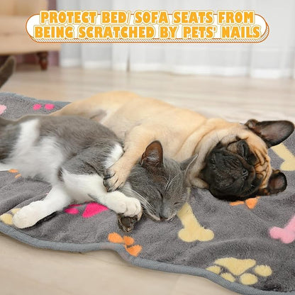 Chumia 18 Pcs Fleece Pet Blanket Soft Warm Sleep Mat Fluffy Cute Puppy Supplies Paw Bone Star Elephant Dot Heart Print Design Bed Blankets for Dog Cat Kitten Animals(30 x 20 Inch,Cute)