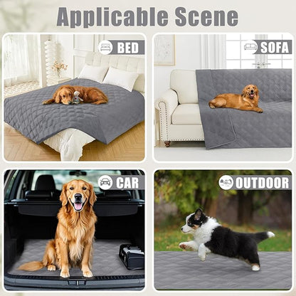Smiry Waterproof Dog Bed Cover Blanket 30x70, Soft Reversible Pet Blanket, Washable Leakproof Cats Dogs Couch Cover for Sofa, Couch, Furniture, Grey/Grey