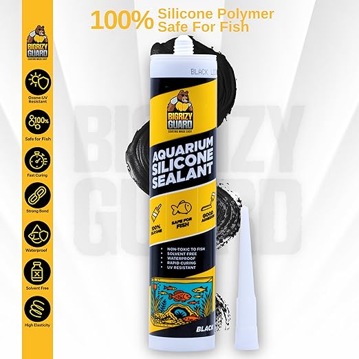Aquarium Silicone Sealant Black 2x10.14 Fl oz Cartridge - Aquarium Safe Silicone for Fish & Plants | 100% Waterproof, Premium, Non-Toxic, Solvent Free, Strong Bond, Fast Curing (2 Pack)
