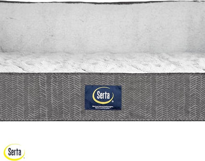 Serta Orthopedic Supportive Foam Quilted Couch Dog Bed with Soft Bolsters (Slate Gray) X-Large