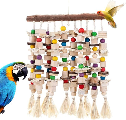 Jorewood Large Bird Parrot Toys,Multicolored Natural Macaws Toy Bird Chewing Toy for Cokatoos African Grey and Large Medium Birds