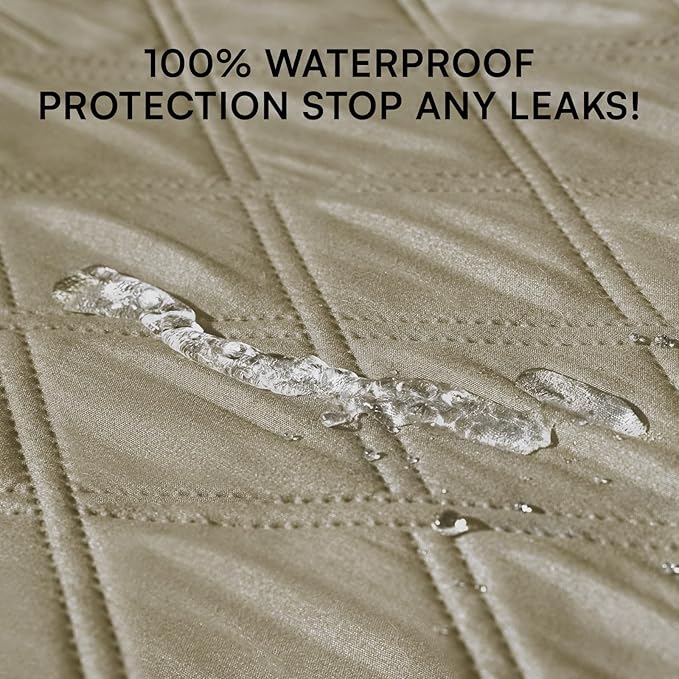 Luciphia 100% Waterproof Couch Cover Blanket for Dogs Anti-Slip Pet Couch Protector Sofa Mat Puppy Cat Blanket with Non-Slip Bottom, Taupe White, 68x82 Inch