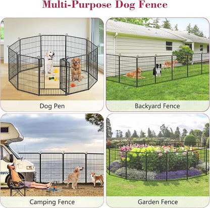 Dog Playpen 40 inch Dog Fence for Outdoor Indoor Use Heavy Duty Metal Dog Pen for Large Dogs, Rustproof Pet Playpen Portable Pet Fence Outdoor for Yard, RV Camping, Customizable, 28 Panels