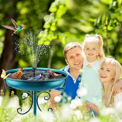 Daoeny 35In Metal Bird Bath for Outside, Vintage Freestanding Birdbaths & Birdfeeder, Bird Baths Feeder Bowl for Outdoors Garden Patio Yard Lawn Decor, Upgraded 5-Pronged Base (Blue)