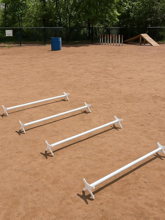 Dog Agility Cavaletti, Dog Agility Equipment Dog Hurdle Jump Set of 4 Adjustable Dog Jumps for Backyard Agility Training and Conditioning Rehabilitation