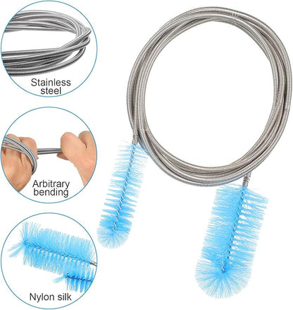 Patelai 3 Pieces Aquarium Filter Hose Brush Stainless Flexible Tube Cleaning Long Brush Double-Ended Bent Pipe Cleaner Steel Spring for Lab Fish Tank Aquarium, 3 Color(61.02 inches, 78.74 inches)