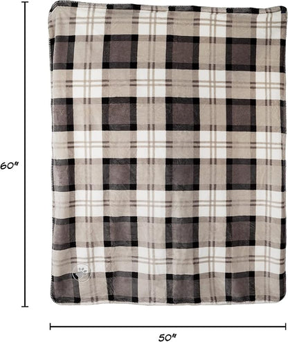 Pet Blanket - Reversible Waterproof Plaid Throw Protects Couch, Car, and Bed from Spills, Stains, or Fur - Dog and Cat Blankets by Petmaker (Gray)