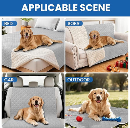 Waterproof Dog Blanket, Non-Slip Soft Pet Bed Cover, Couch Cover for Dogs Washable, Protects Sofa, Furniture, Crate, Car, Tear Resistant Leakproof Pet Blanket (30x53 Inch, Light Grey)