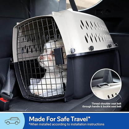 Petmate Vari Dog Kennel - Portable Dog Carriers & Crates for Medium Dogs, Airline-Friendly, Durable Plastic, Pet Carrier For Home and Travel, 28 Inches, Taupe and Black