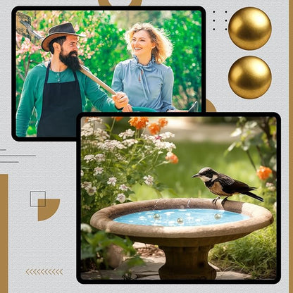 4 Pcs Bird Bath Copper Disk Balls, Spherical Design Purity Disk for Maximum Surface Contact, Natural Water Purification, Universal Fit Outdoor Birdbaths, All Season Use(Brass,20 mm)