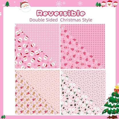 PAWCHIE Christmas Dog Bandanas 4 Pack,Reversible Dog Party Triangle Scarf Bibs, Pet Holiday Costume with Adjustable Snaps,Multiple Christmas-Themed Patterns for Small Dogs Puppy,Cats Pets,Pink S