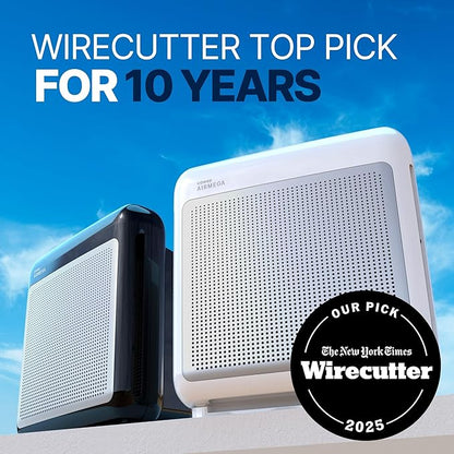 COWAY Air Purifiers for Home Up to 1,748 ft², HEPA Filter for Smoke, Allergies, Pet Dander, Odor, Air Quality Monitor, Auto & Eco Mode, Timer, Filter Indicator, 3yr Warranty, Airmega 200M Black