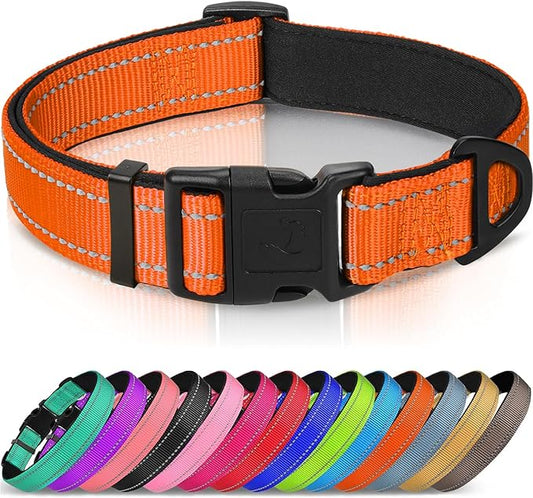 Joytale Dog Collar,Soft Neoprene Padded Breathable Nylon Pet Collar Adjustable for Small Dogs,Orange,S