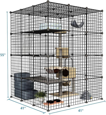 Oneluck 55 Inch Catio Outdoor Cat Enclosure with Super Large Enter Door, Balcony Cat Playpen with Platforms,DIY Outside Cat Patio Large Exercise Place Ideal for 1-3 Cats