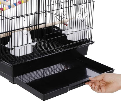 ZENY 39-inch Roof Top Large Flight Parrot Bird Cage for Small Quaker Cockatiel Canary Sun Parakeet Green Cheek Finch Budgie Lovebirds Wrought Iron Pet Bird Cage w/Toys