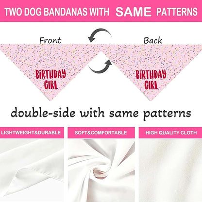 Birthday Girl Dog Bandanas 1 Pack, Pink Dog Scarfs for Girl, HBD Pet Scarves for Birthday Party Decoration for Large and Extra Large Dogs (Pink, X-Large)