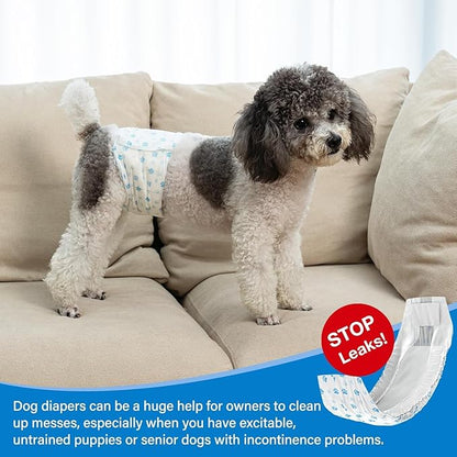 Pet Soft Disposable Male Dog Wraps - Dog Diapers for Male Dogs, Puppy Diapers 48pcs XSmall