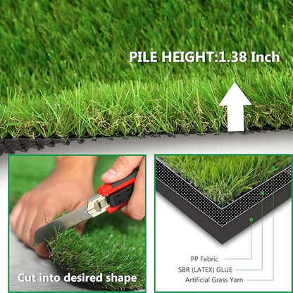 Artificial Grass Rug Outdoor Indoor 9FTX54FT Fake Grass Carpet Green Synthetic Grass Pet Turf Realistic Faux Grass Rug with Drain Holes for Garden Lawn Landscape Balcony Home Decor Patio