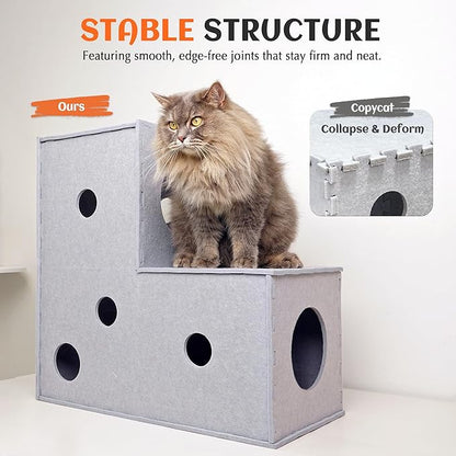PETKARAY Cat Tunnel, Original Cat Hideaway Cave for Indoor Cats, Large Kitten Play Tubes and Tunnels, Soft Felt Cat Toy with Interactive Peek Hole