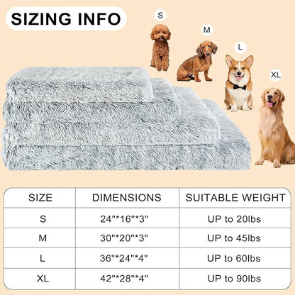 Fluffy Orthopedic Dog Beds for Medium Dogs with Washable Removable Cover Dog Crate Bed Egg Crate Foam Support Plush Pet Pad Mat with Anti-Slip Bottom(Grey,36 * 24)