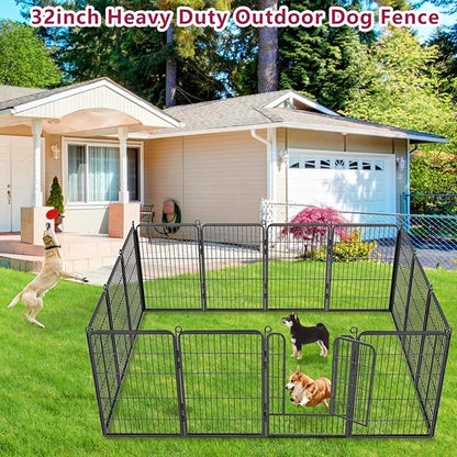 Dog Playpen Dog Fence Outdoor for Yard, 32inch 34 Panels Dog Pens Outside Anti-Rust Pet Playpen Exercise Pen with Lock for Large Medium Small Dogs, Portable Pet Fence for Yard RV Camping