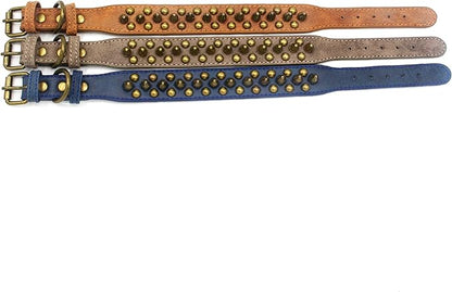 Spiked Dog Collar Soft Pu Leather Mushrooms Rivet Spike Studded Puppy Adjustable Pet Collars for Small Breeds (S, Brown1)