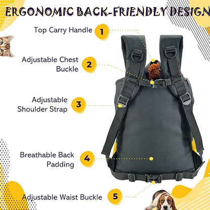 MORIK Lion's Den: Pet Backpack Carrier for Small Dogs and Cats Under 20 lbs. with Good Ventilation, Washable Mat, and Safety Strap, Ideal for Travel, Hiking, and Everyday Adventures (Large)
