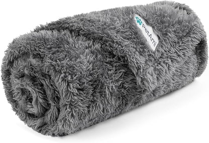 PetAmi Dog Blanket for Small Dogs Grey, Fluffy Soft Puppy Blanket, Sherpa Fleece Cat Blanket for Kitten Doggie, Calming Pet Blanket Throw for Couch Sofa Bed Washable, Small 24x32