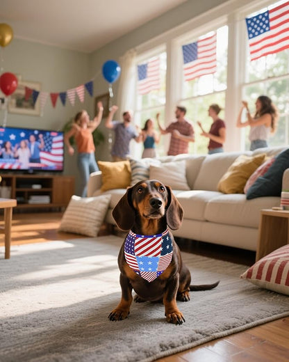 PET SHOW 50 Pack 4th of July Dog Bandanas Bulk Washable American Flag Dog Patriotic Scarves for Small Medium Dogs Puppy Star&Stripe Triangle Bibs Kerchief Set Cats Pet Girl Boy Grooming Accessories