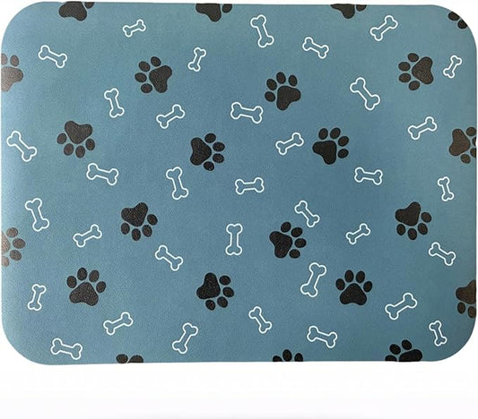 Pet Cat Dog Food Mat Non Slip Mat for Dog Water Bowl Mat Quick Dry Absorbent Cat Feeding Mat, 32 * 17 in, Blue