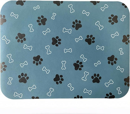 Pet Cat Dog Food Mat Non Slip Mat for Dog Water Bowl Mat Quick Dry Absorbent Cat Feeding Mat, 24 * 16.9 in, Blue